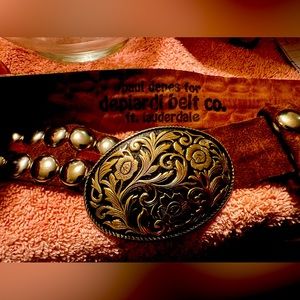 Brown suede with silver orna design belt day or night